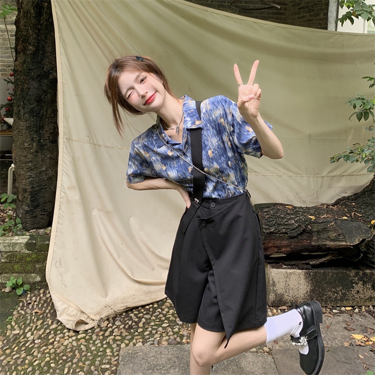Áo Sơ Mi Tay Ngắn Dáng Rộng In Họa Tiết Màu Nhuộm Độc Đáo Thời Trang Mùa Hè Phong Cách retro Cho Nữ