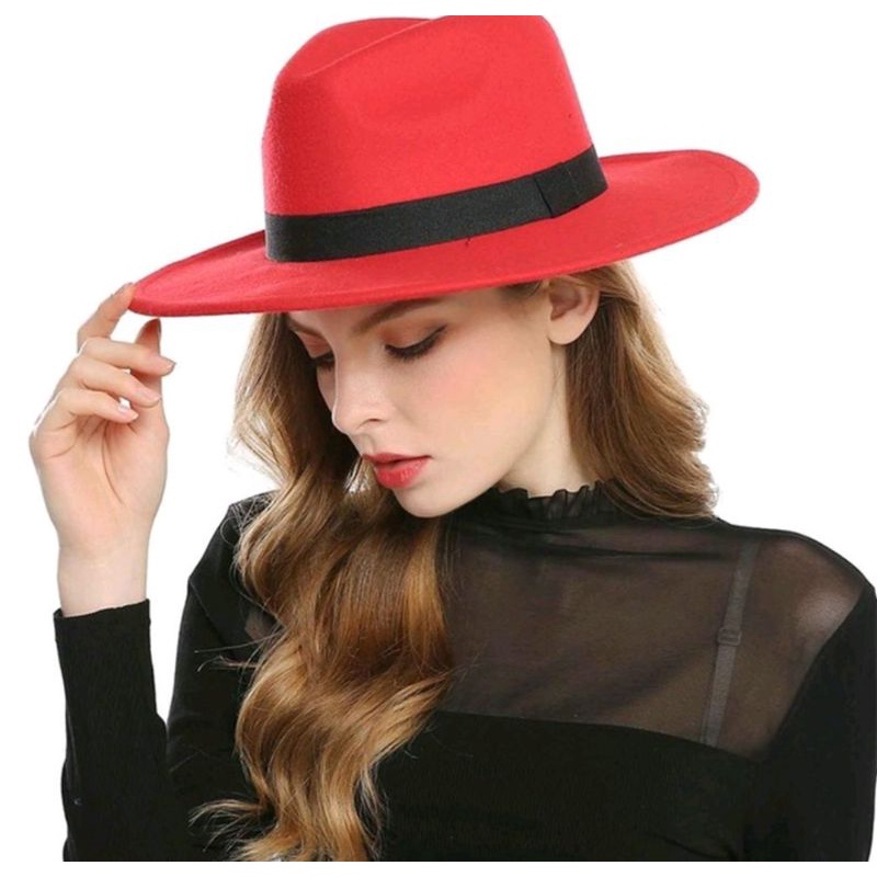 Nón mũ cao bồi nam nữ phong cách mỹ fedora chất liệu nỉ dạ