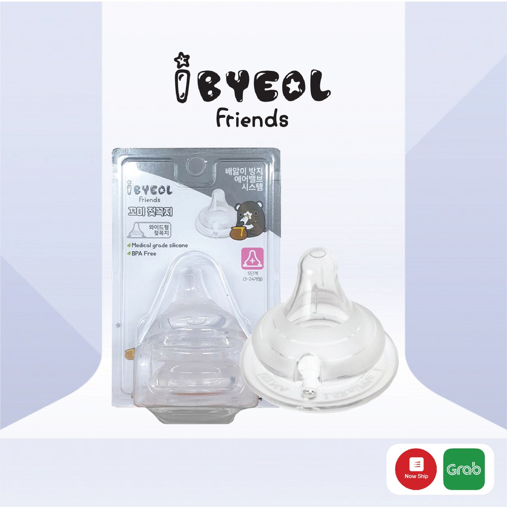 Núm ti IBYEOL Friends Ggo-Mi 5 giai đoạn bé sơ sinh - 24 tháng (chính hãng Hàn Quốc) Set 2 ti