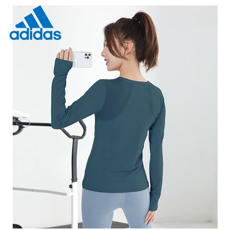 Adidas Áo Tập Thể Thao Dài Tay Không Đường May Thời Trang Cho Nữ