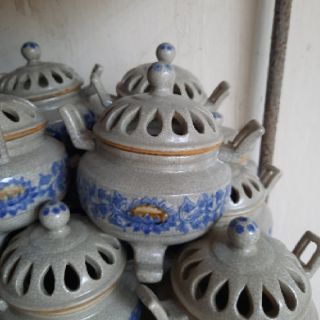 Lư đốt trầm 2 tai men rạn cổ