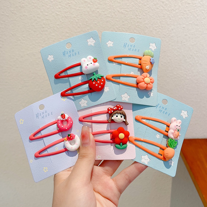 Bộ 10 Kẹp Tóc Kiểu Hoạt Hình Đáng Yêu Thời Trang Hàn Quốc Cho Bé Gái
