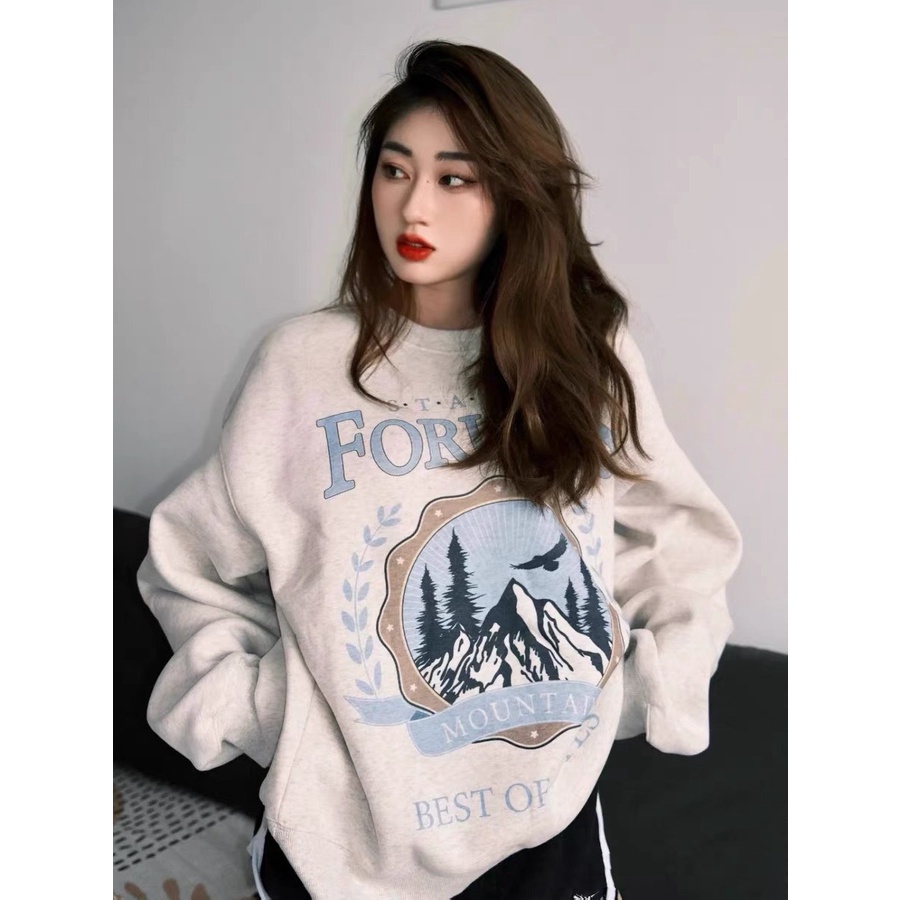 Áo thun dài tay cây núi RUBY HOUSE86 chất bo tăm dầy đẹp, from rộng, tay to, unisex