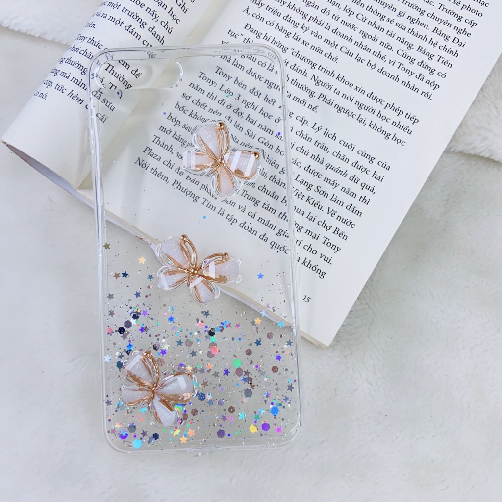 Ốp nhựa dẻo Iphone nhũ đá hình bướm nổi 3D iphone 7/8/7Plus/8Plus/X/Xs Max/11/112/13/Pro/Max- CITYCASE