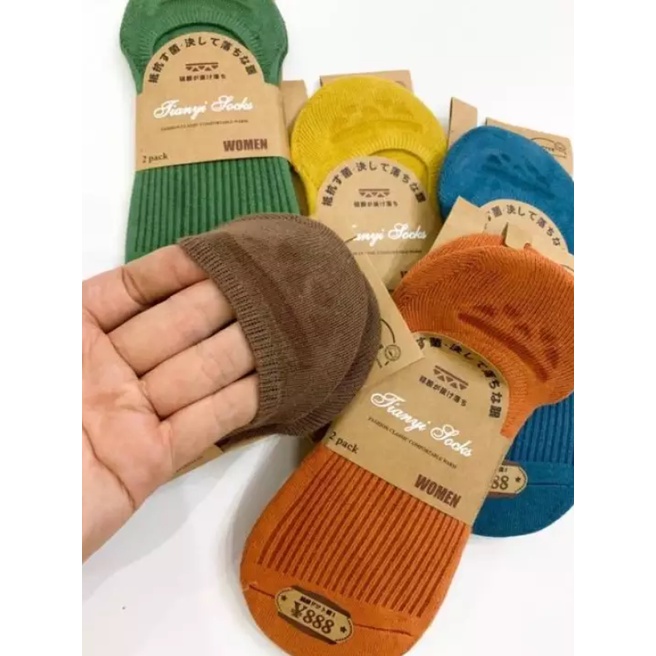 Set 5 đôi Tất hài nữ chất cotton gân tăm màu trơn siêu đẹp