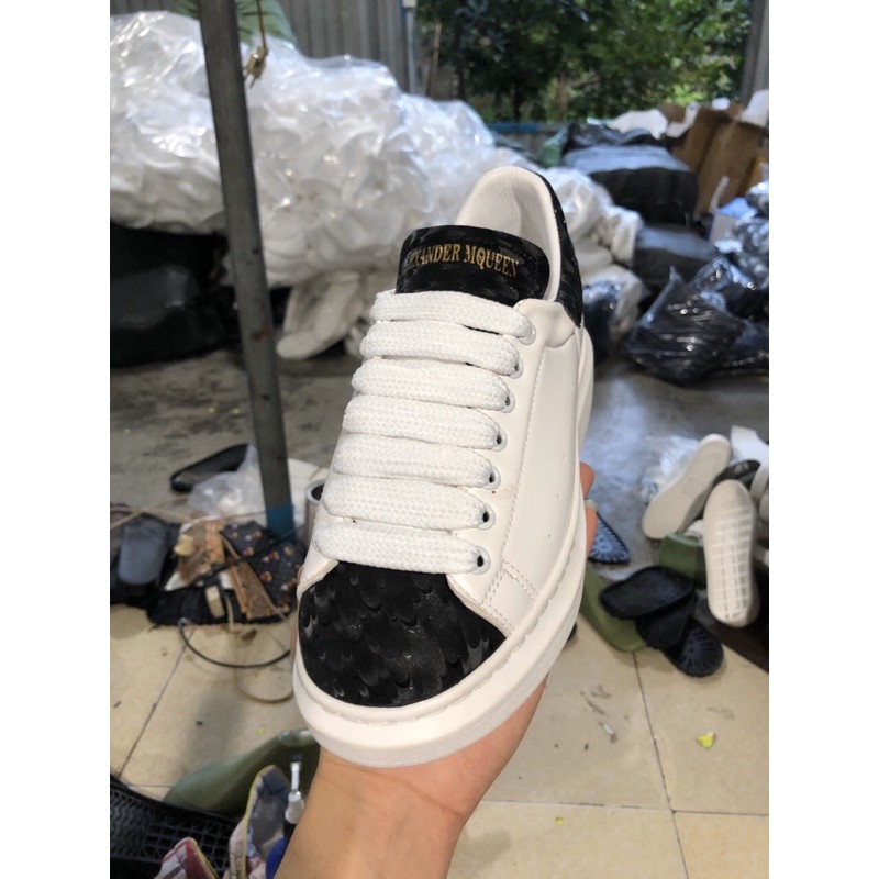 Giày Thể Thao M.C.Q trắng phối mũi đen đế cao full size 38-43