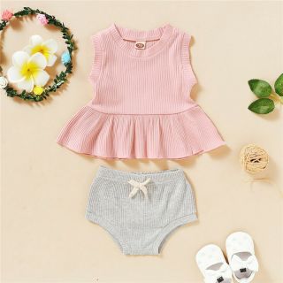 Set áo thun 3 lỗ quần short cho bé gái