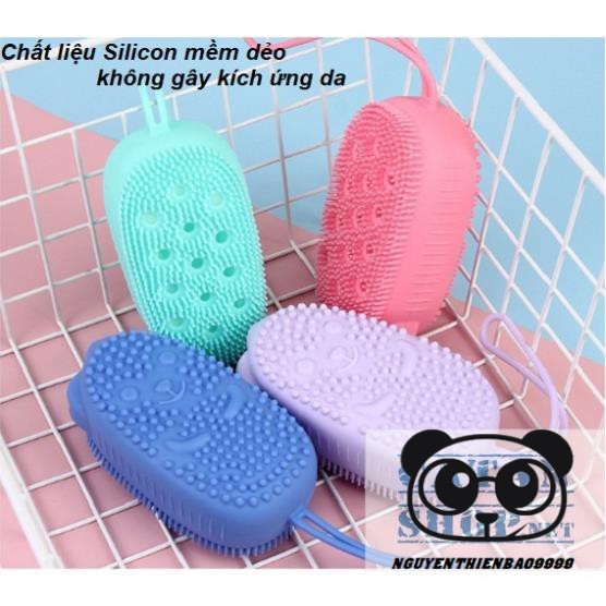 Bông Tắm Silicon Tạo Bọt Massage Hình Chuột Cute, Tẩy Da Chết 2 Mặt