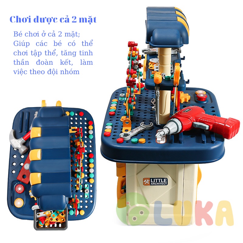 Đồ chơi trẻ em bàn kỹ thuật LUKA cho bé từ 2 tuổi tập làm kỹ sư nhựa ABS 246 chi tiết