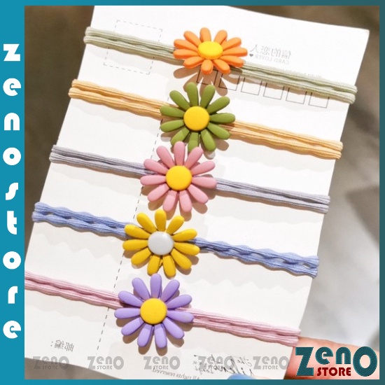 Set 5 dây buộc tóc  Dây Cột Tóc, Chun Buộc Tóc Hoa Cúc Nhiều Màu PT25