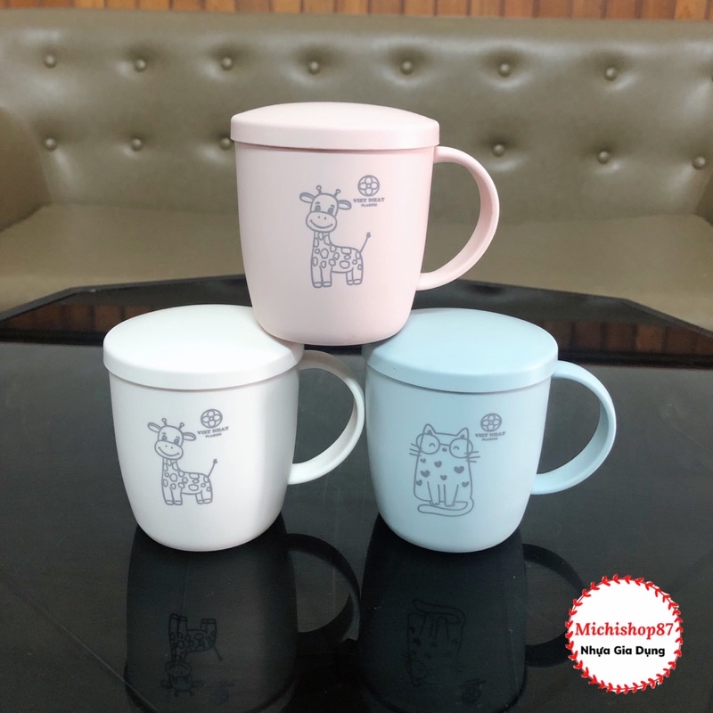 Cốc Nhựa Lúa Mạch 350ml Hokori Cao Cấp Việt Nhật, Cốc Chịu Nhiệt Có Quai Cầm Màu Mới 2021