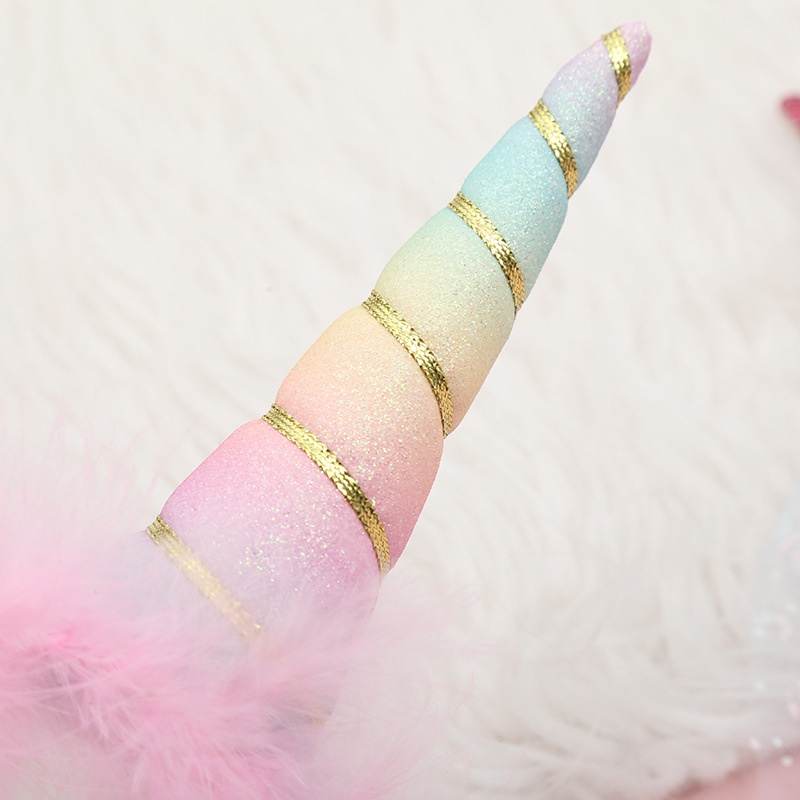 Set 22 băng đô hình sừng kỳ lân phối lông vũ thời trang đáng yêu cho bé gái