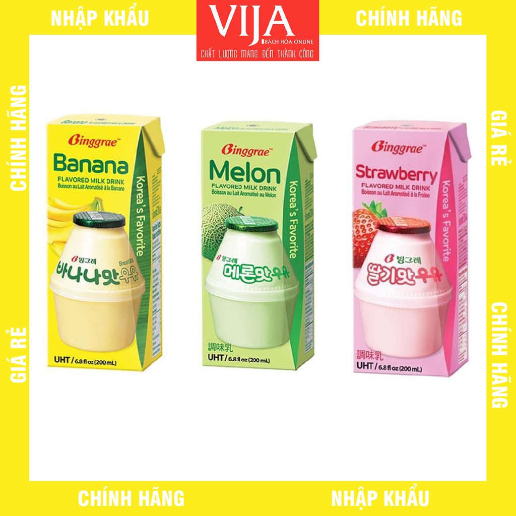 Sữa Hộp Hàn Quốc Binggrae Chuối, Dưa Lưới, Dâu, Khoai Môn