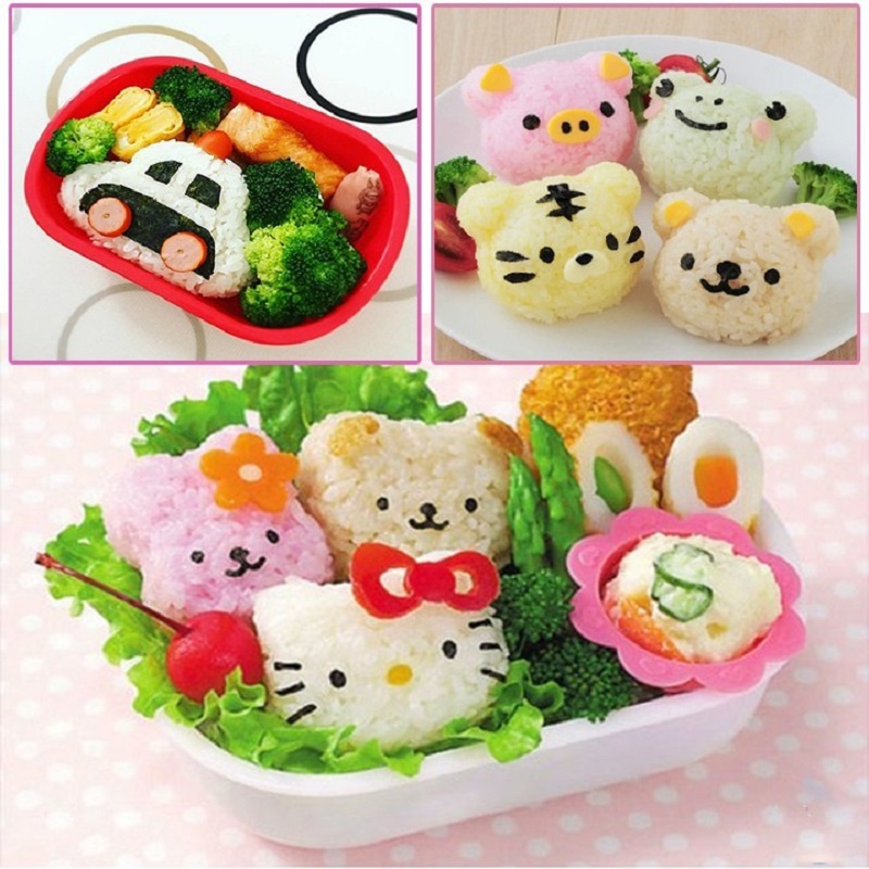 Set 6 Khuôn Cơm Khuôn Làm Bánh Cho Bé Tạo Hình Ngộ Nghĩnh Chất Liệu Nhựa, Nhiều Màu