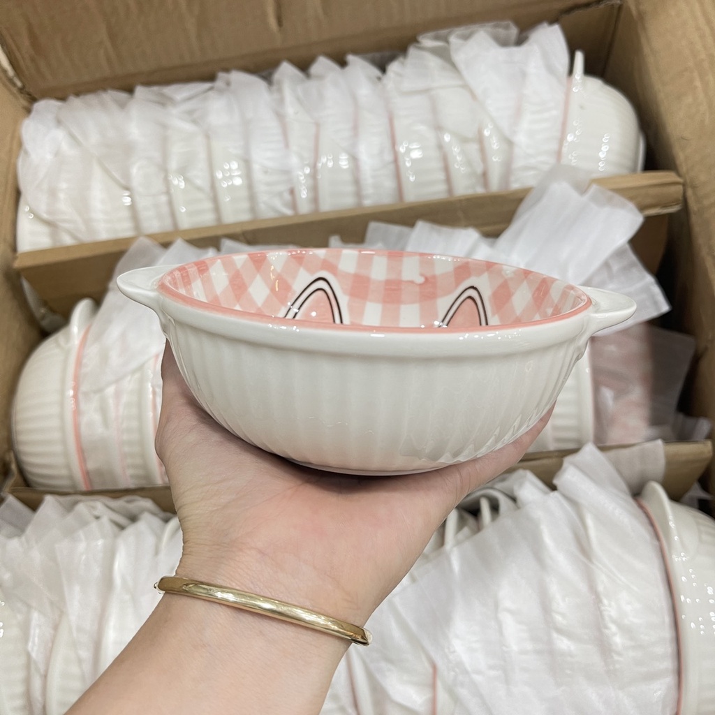 Bát Ăn Cơm, Bộ Chén Dĩa Dễ Thương Thỏ Hồng Bát Đĩa Sứ Decor Đẹp Cute Cao Cấp