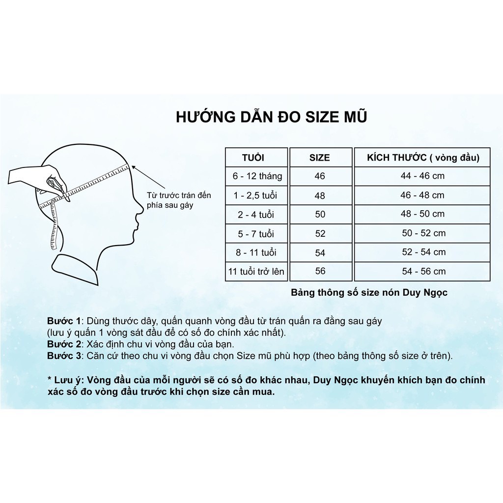 (Dòng cao cấp) Nón Kết Cho Bé Có Khăn Voan Chống Bụi Duy Ngọc Size 46 Dành Cho Bé Dưới 18 Tháng Tuổi
