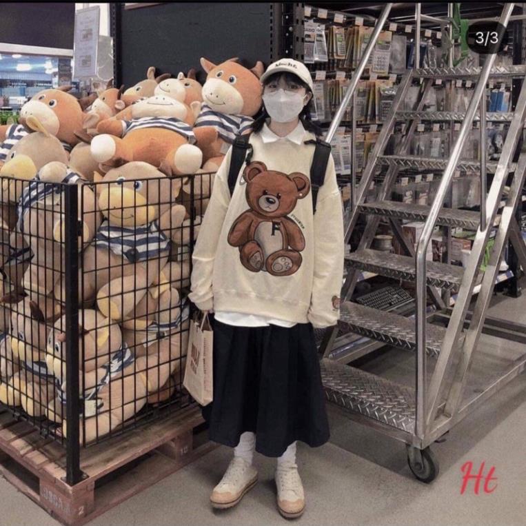Áo Sweater nỉ bông gấu nâu Hs