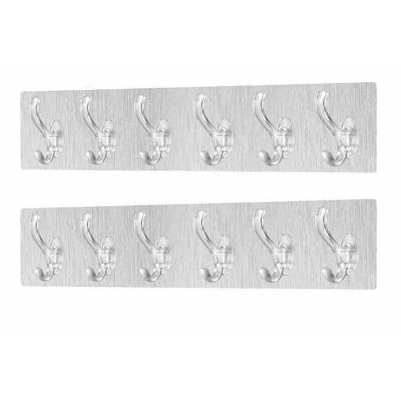 ( 0537 ) móc treo đồ dán tường 6 thanh bảng inox dày xịn hàng loại 1, thanh treo 6 móc loại dày xịn