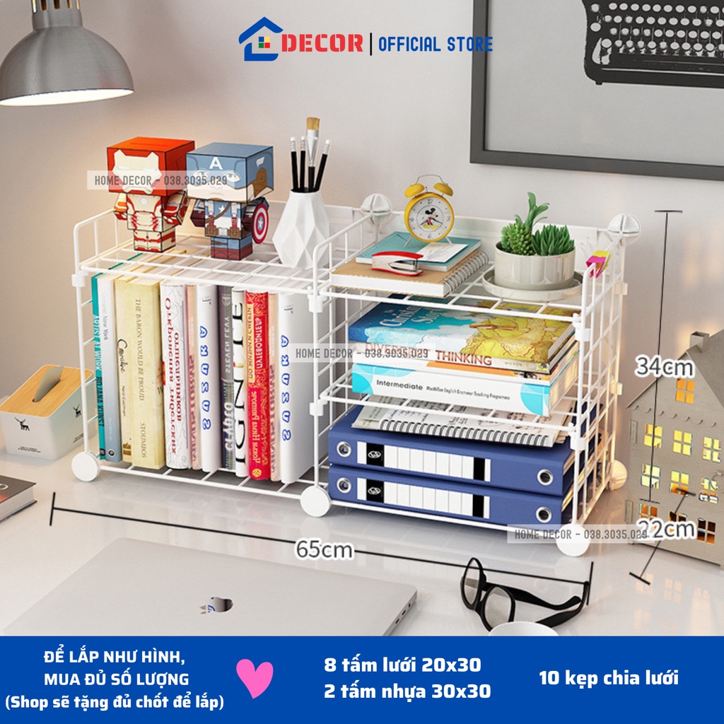 🎁Tặng chốt🎁 Kệ sách để bàn - Kệ lưới sắt - Lắp ghép đa năng