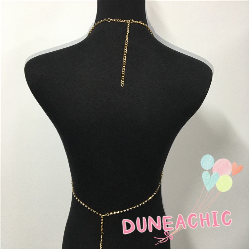 DUNEA Dây chuỗi trang trí cơ thể hình chữ thập đính đá xinh xắn thời trang