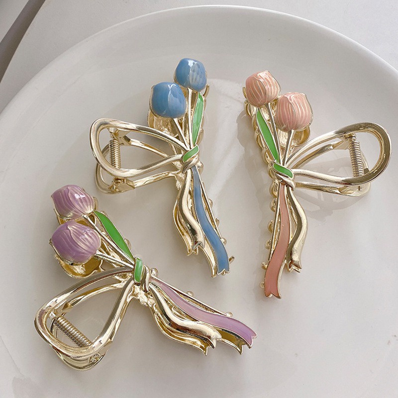 Kẹp Tóc Hoa Tulip Lớn Thời Trang Mùa Thu Mới Cho Nữ