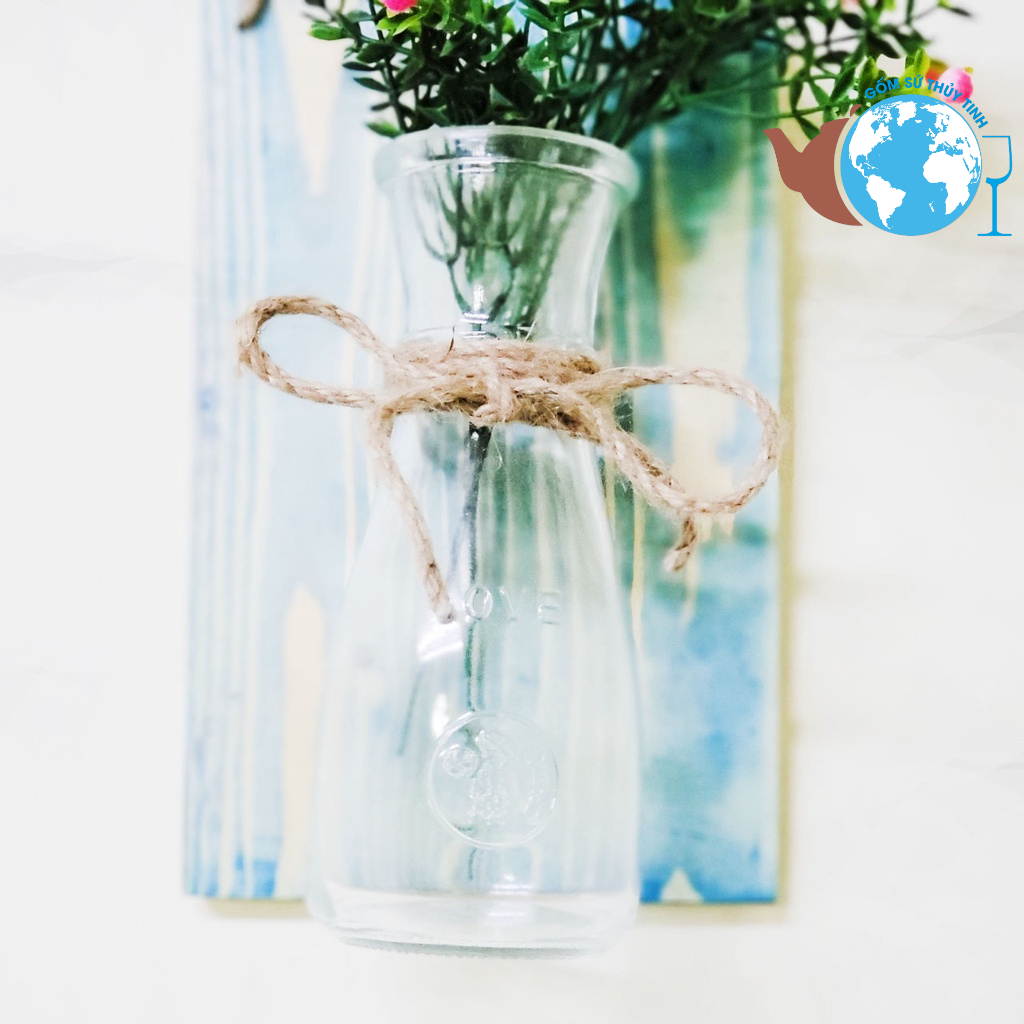 Khung gỗ treo tường kèm lọ hoa eo nhỏ cắm hoa hoặc trồng cây thủy canh cực xinh