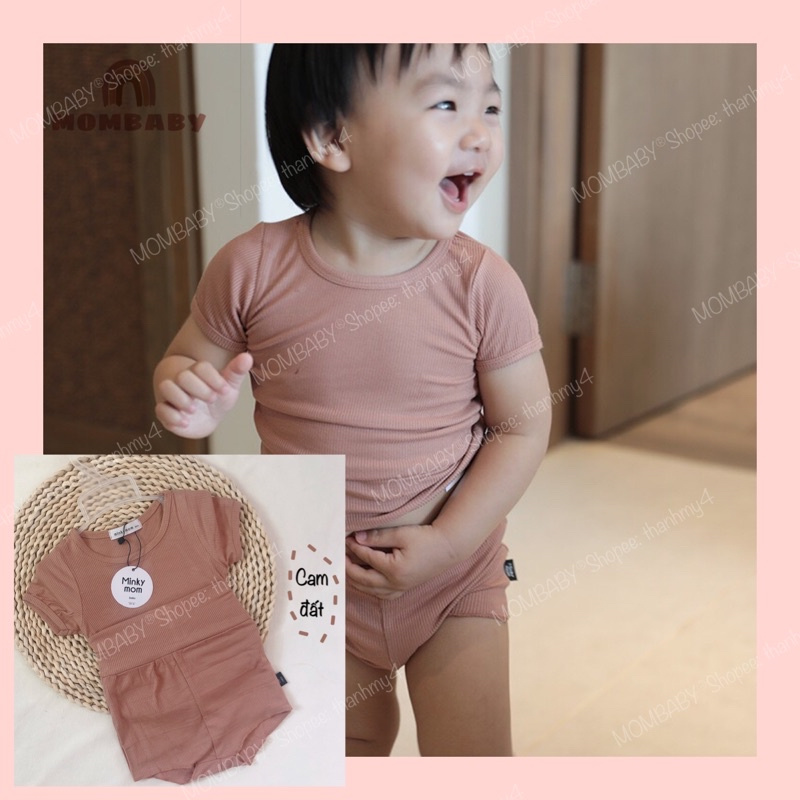 [Minkymom QC] [6-14kg] Bộ cộc tay cạp cao thun tăm mềm co dãn cho bé (có sẵn)