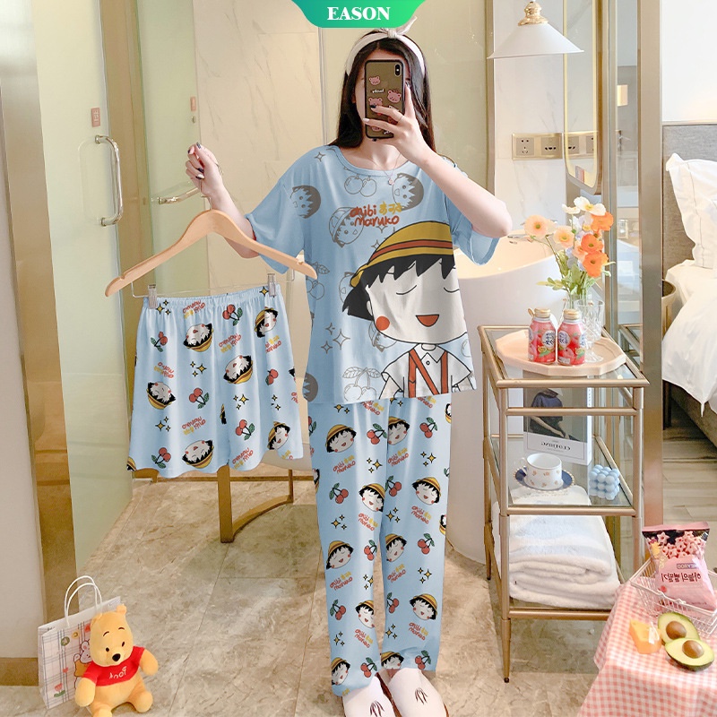 Bộ Đồ Ngủ Pijama In Hình Doraemon/Crayon/Maruko 2022 Thời Trang Cho Nữ-BX3843