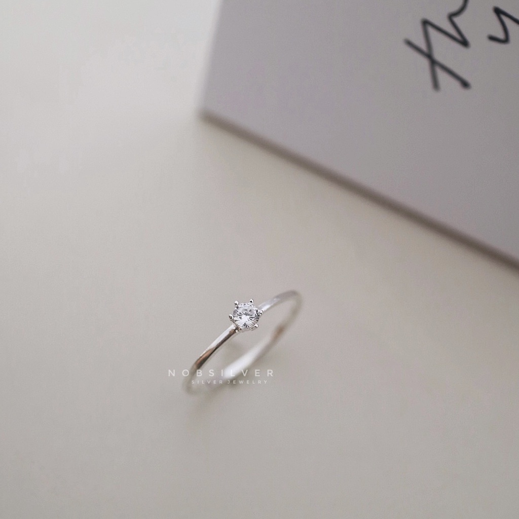 Nhẫn bạc nữ 925 mảnh đính đá tinh tế - Trang sức bạc Nobsilver