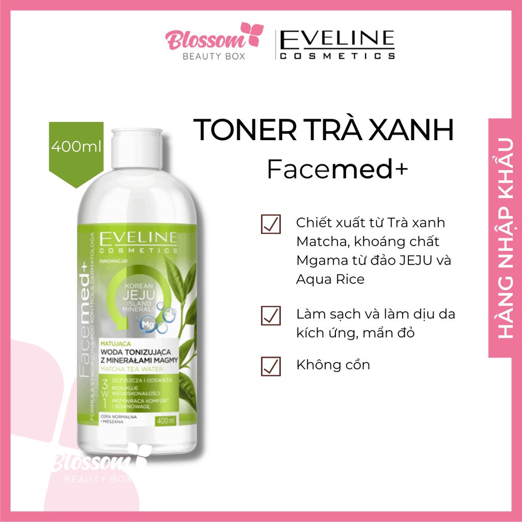 Nước Hoa Hồng Kiềm Dầu, Dịu Da Mụn Với Khoáng Chất Magma Facemed+ Eveline Toner 400ml