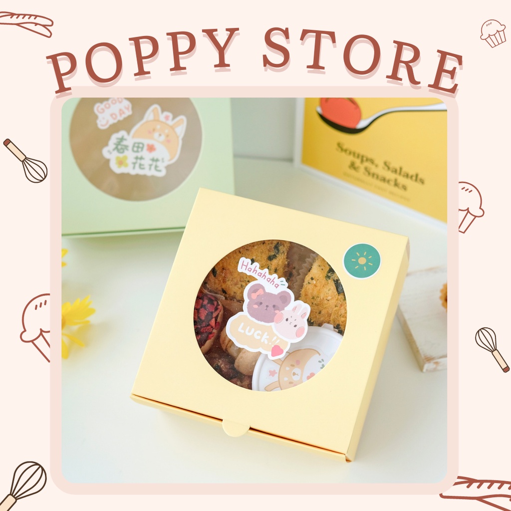 Hộp đựng bánh, hộp giấy đựng tart trứng, kẹo, đựng quà, màu pastel dễ thương, kích thước 16x16x7cm  - POPPY STORE