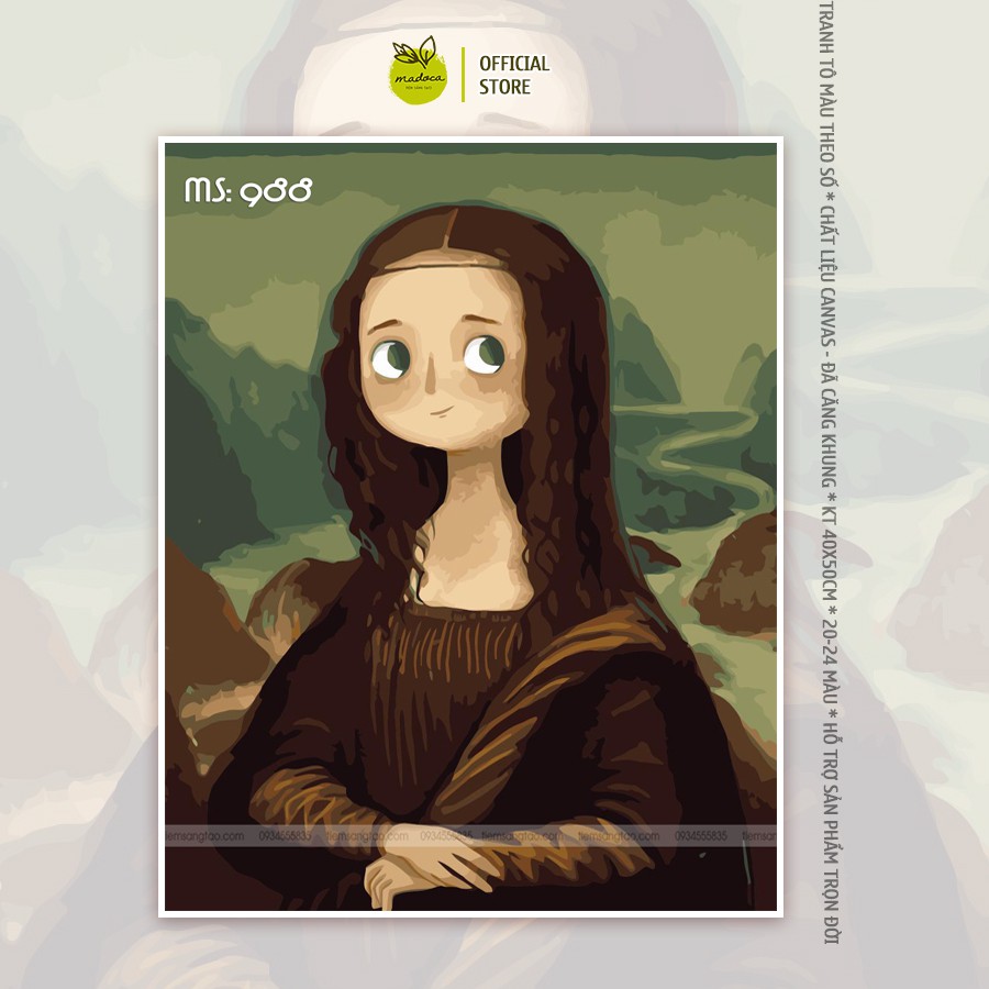 Tranh tô màu theo số mona lisa mỉm cười T988