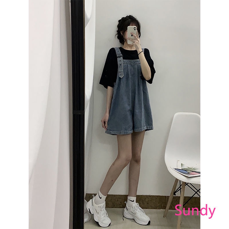 Quần Yếm Denim Ngắn Dáng Rộng Plus Size Thời Trang Mùa Hè Dành Cho Nữ