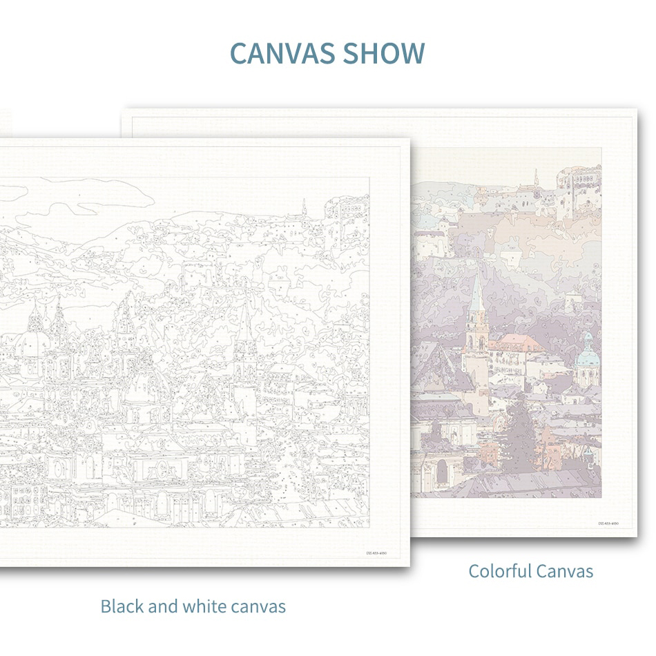 DROFE Bộ Tranh Sơn Dầu Trang Trí Tự Làm Hình Phong Cảnh 40x50cm