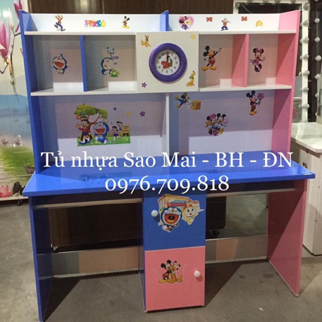 Bàn học đôi cho 2 bé ngồi - tặng 1 hình dán ngộ nghĩnh- Giá chưa bao gồm ghế tăng giảm