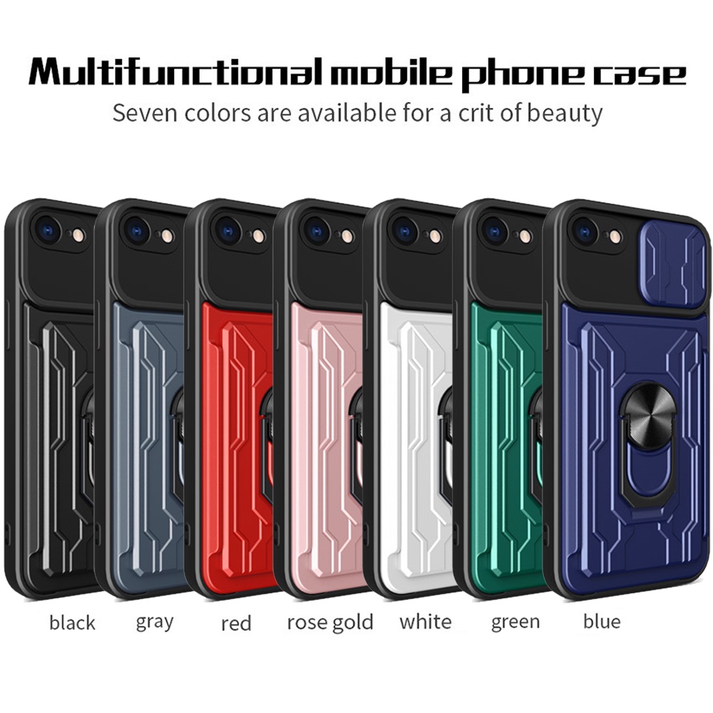 Ốp Điện Thoại Cứng Có Ngăn Đựng Thẻ Dạng Trượt Cho iP SE 2022 SE2 SE3 11 Pro X XS Max XR 7 8