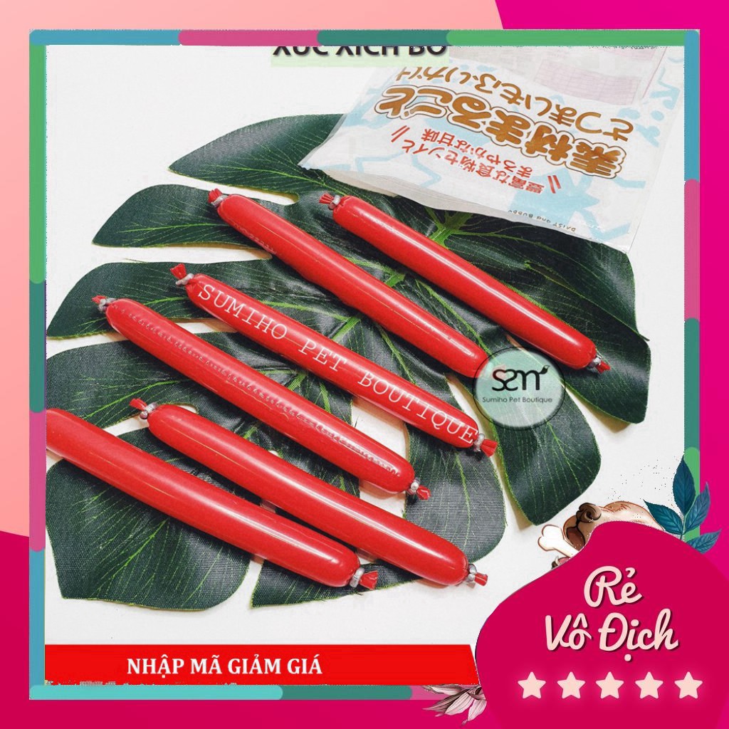 [DHTN] Xúc xích cho chó hương vị thịt bò Sumiho (Bịch 6 cây 100gr) Bánh thưởng cho chó mèo thú cưng