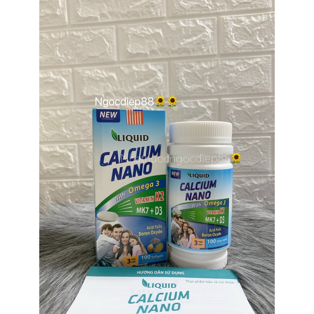 Viên Uống Bổ Sung Canxi Nano, D3, Vitamin K2 (Mk7), Omega 3 Cho Mọi Đối Tượng – Liquid Calcium Nano (Loj 100 viên)