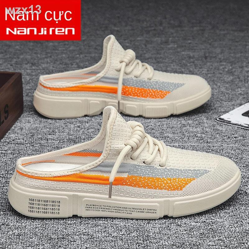 Giày một chân dành cho nam mùa hè thoáng khí và khử mùi Dép lười nửa đế Baotou xăng đan không gót vải