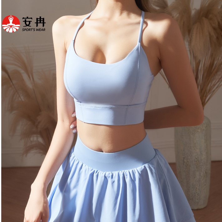 Áo ngực tập yoga ANRAN chống sốc chống chảy xệ nhanh khô thiết kế dây chéo thời trang