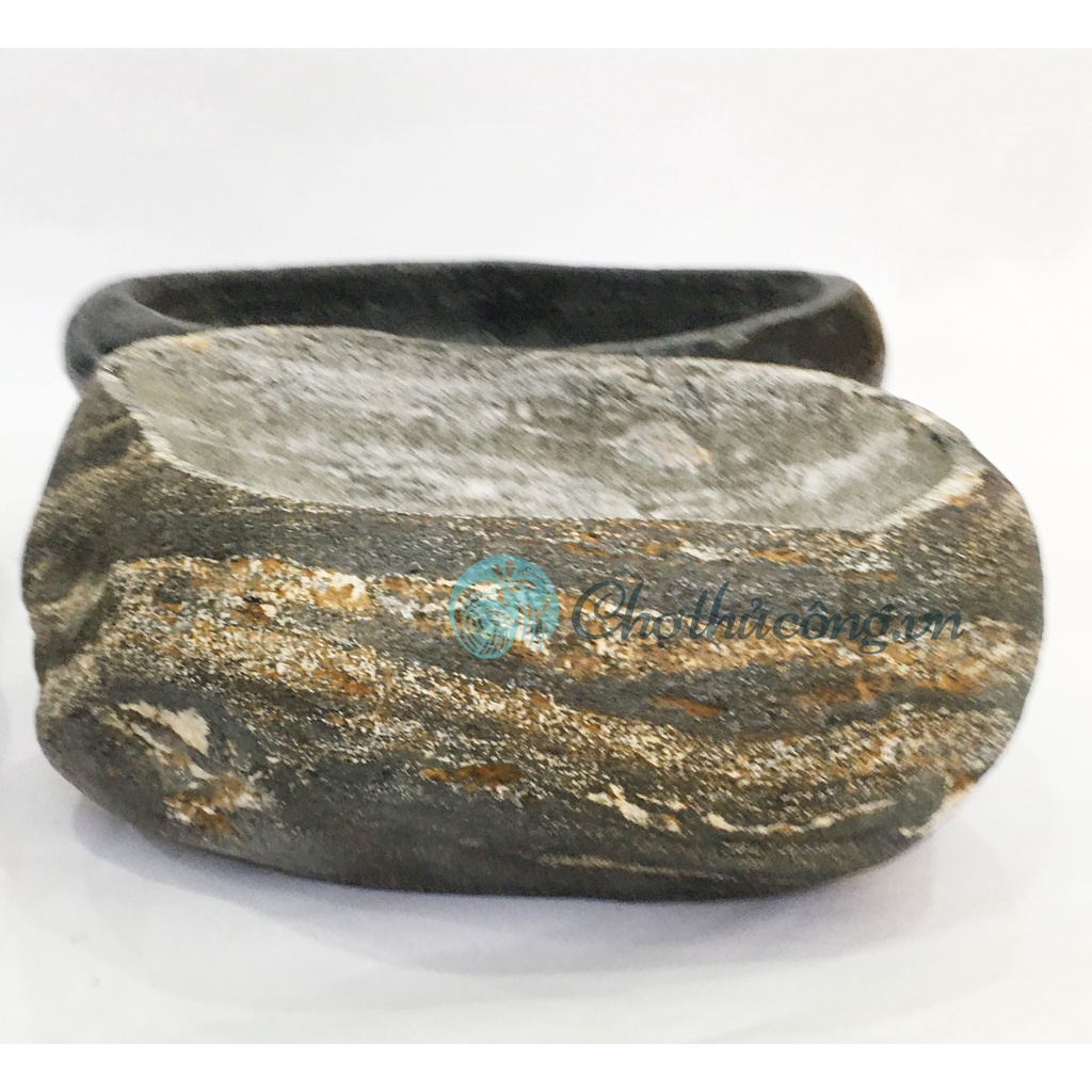 Chậu đá cuội trồng cây, nuôi cá, tiểu cảnh, bonsai, trồng sen - chậu đá cuội tự nhiên  ~6kg, C8-10 x D20-