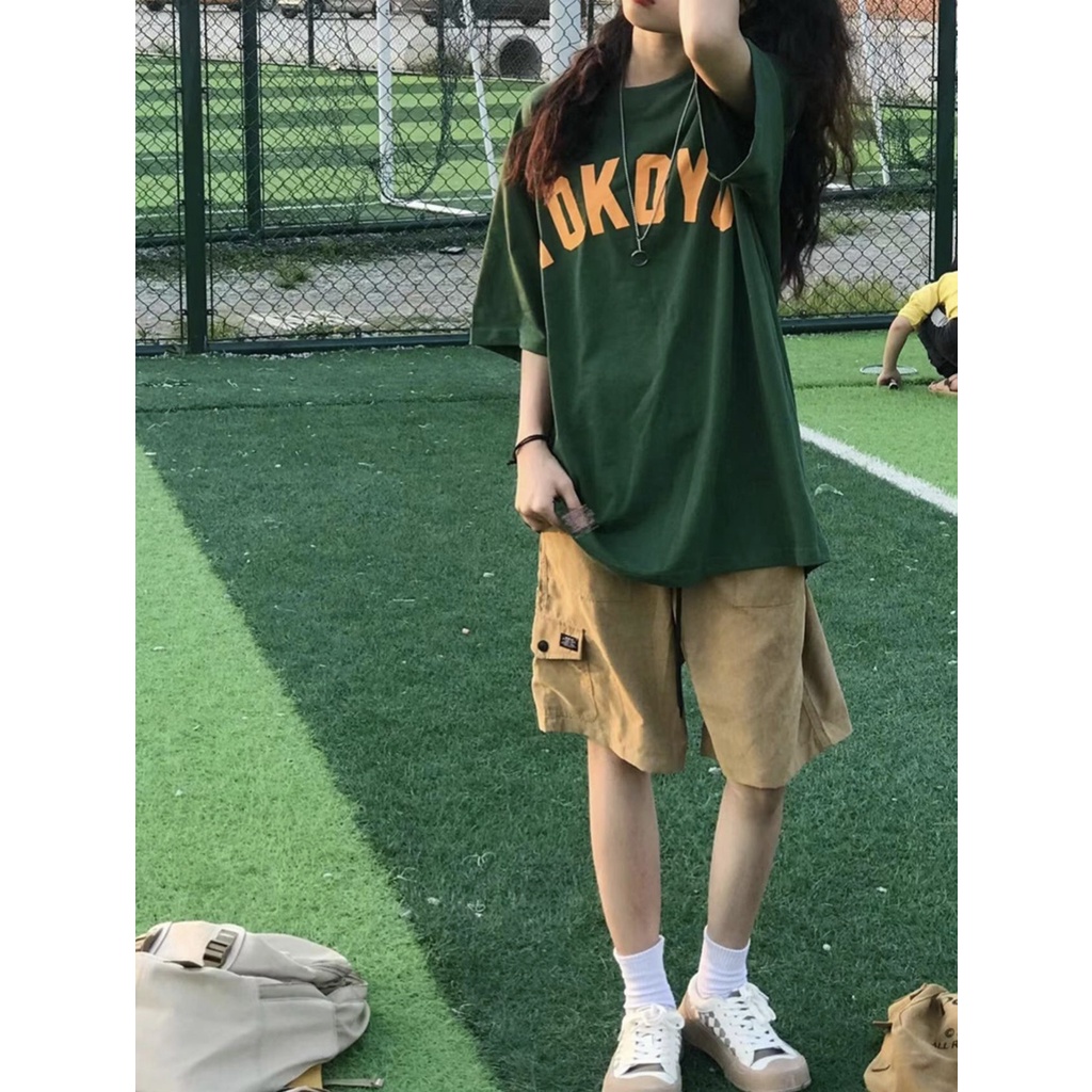 Áo thun xanh rêu tay lỡ form rộng TOKOYO unisex Neko.sg ATL310