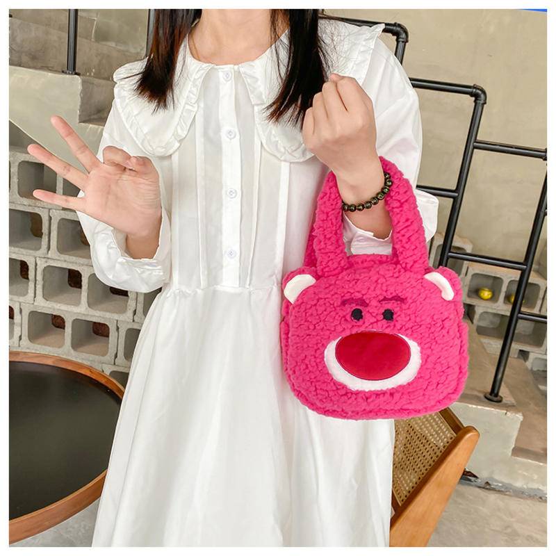 Túi Tote Xách Tay Bằng Nhung Lông Thiết Kế Hình Hoạt Hình Dễ Thương