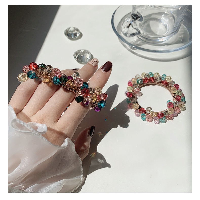 Dây Cột Tóc Co Giãn Đính Đá Pha Lê Nhiều Màu Sắc Xinh Xắn Thời Trang Cho Nữ