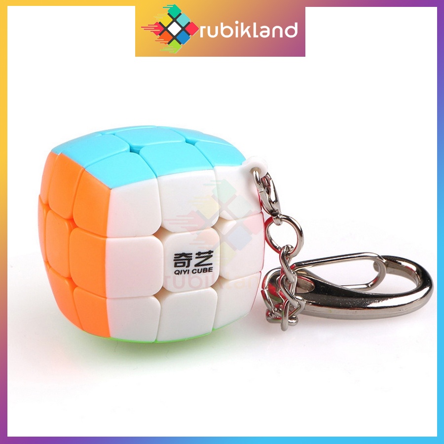 Móc Khóa Rubik 3x3 Stickerless Qiyi Cube Rubic 3 Tầng Đồ Chơi Trí Tuệ Trẻ Em