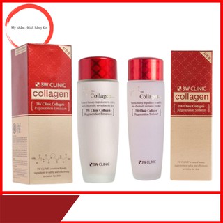 [Hàng Nhập Khẩu] Bộ dưỡng da dưỡng ẩm - Bộ dưỡng trắng da săn chắc từ Collagen 3W CLINIC Hàn Quốc [Nước Hoa Hồng+Sữa]]