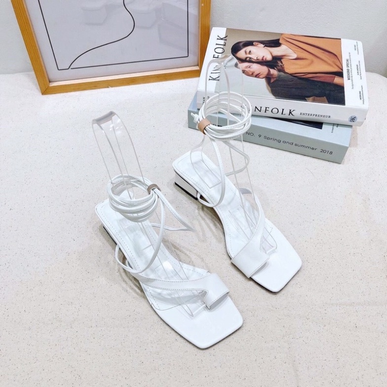 Giày sandal kẹp cột dây cổ chân gót cao 3cm