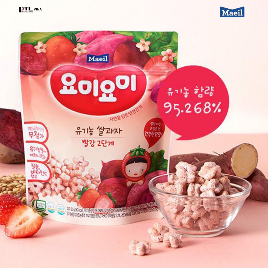 Bánh ăn dặm hữu cơ Hàn Quốc Maeil vị dâu tây và khoai lang Stage 2 12M