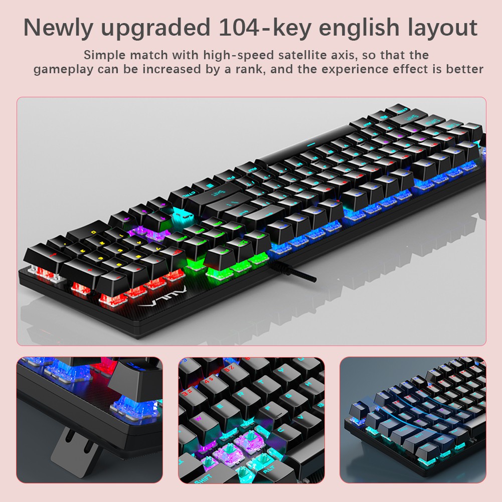 AULA S2022 Gaming Keyboard Bàn Phím Cơ Gaming Mechanical  Keyboard 104keys with RGB LED Lights