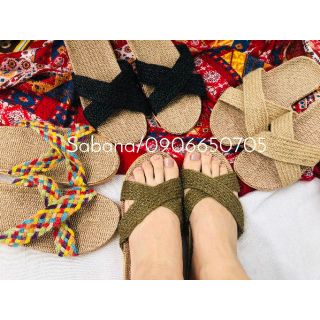 Dép nữ quai chéo Đen/Rêu-Size S,M,L-Vintage Cao Cấp(đi biển, dạo phố, giã ngoại, indoor) (BAQC01)